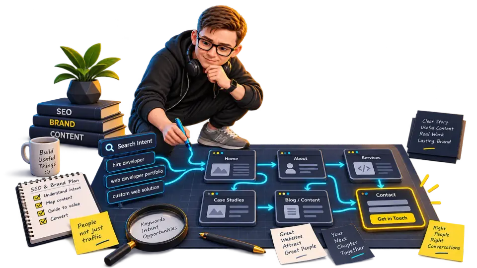 The mascot maps search queries to useful pages and enquiries